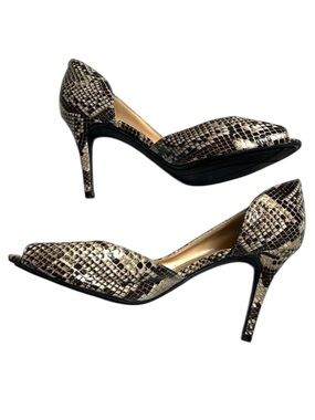 Marc Fisher MFJoey Snakeskin Peep Toe Heels Leather Pumps Size 9.5